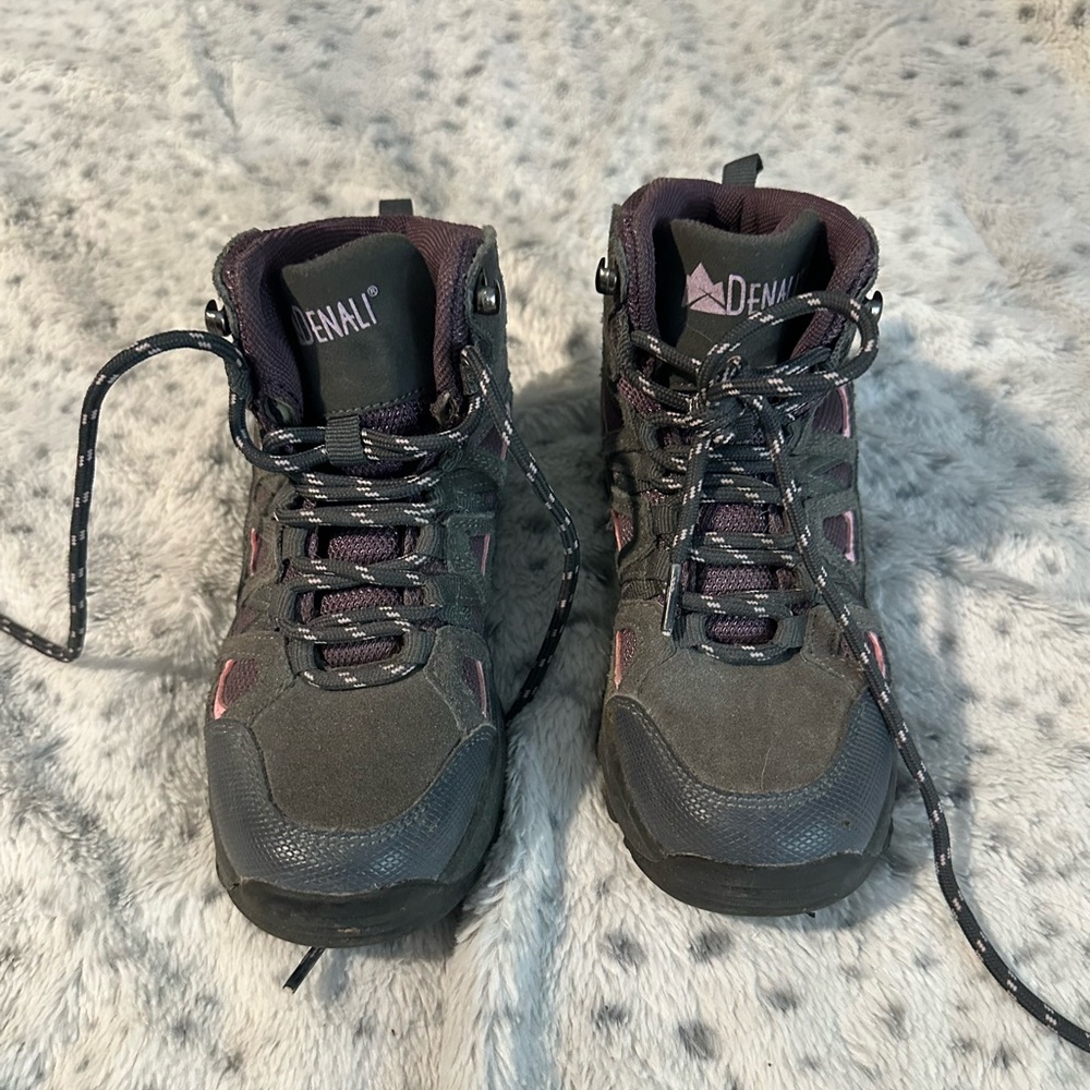 Denali Kids' Gray and Purple Waterproof Hiking Boots